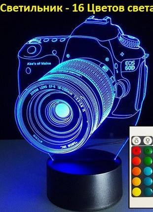Светильник 3d "фотоаппарат", ко дню влюбленных, прикольные подарки для любимых на 14 февраля
