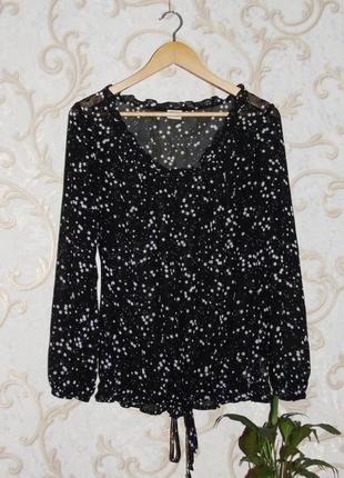Чорна шифонова блуза,блузка в зірки,m,10,38,46