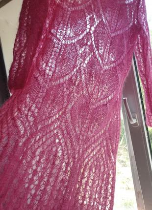 Вязаное платье паутинка из мохера ручная работа5 фото