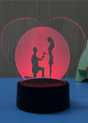 Подарки ко дню святого валентина женщине 3d светильник романтика оригинальный подарок любимой на 14 февраля3 фото
