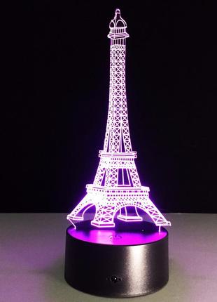 3d светильник, "эйфелева башня" подарок девушке на день рождения, подарунок дівчині на день народження5 фото