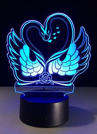Оригінальний подарунок на 14 лютого улюбленому 3d світильник лебеді ідеї для подарунка чоловікові на 14 лютого5 фото