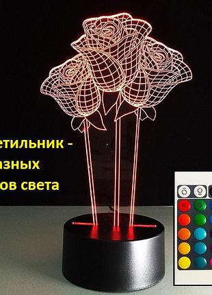 3d светильник розы, идеи подарков подруге на день рождения, лучшие подарки на день рождения