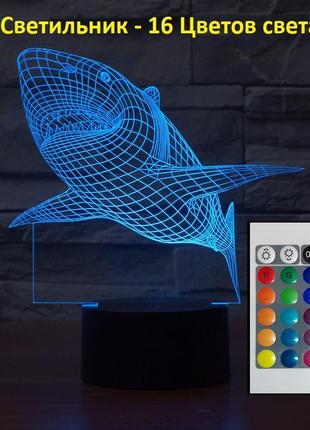3d светильник акула, подарок подруге прикольный, креативный подарок подруге на день рождения1 фото