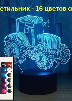 3d светильник, "трактор", подарок ребёнку на новый год, подарки к новому году детям, детям на новый год