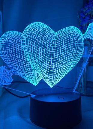3d светильник, "сердца амура", креативный подарок на день рождения, оригинальный подарок на день рождения5 фото