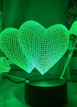 3d светильник, "сердца амура", креативный подарок на день рождения, оригинальный подарок на день рождения7 фото