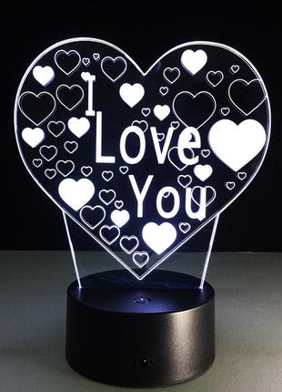3d світильник "i love you" найкращий подарунок на 14 лютого дівчині, милі подарунки на 14 лютого2 фото