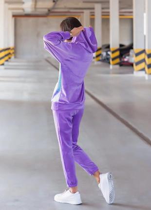 Спортивный костюм, р.42-44,46-48,50-52, велюр, фиолетовый2 фото