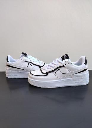 Женские кроссовки nike air force 1 shadow white&amp;black7 фото