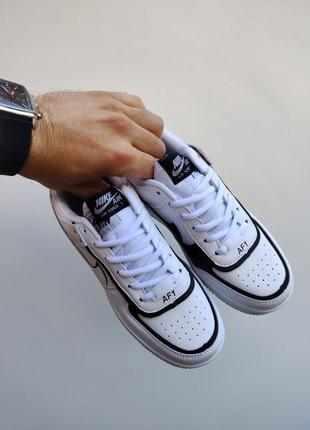 Женские кроссовки nike air force 1 shadow white&amp;black6 фото