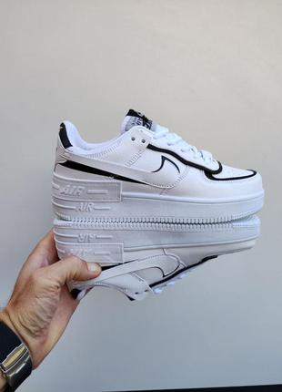 Женские кроссовки nike air force 1 shadow white&amp;black3 фото