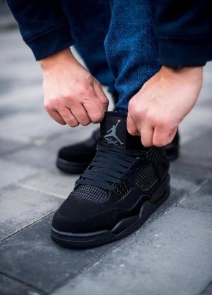 Мужские кроссовки nike air jordan 4 retro black cat 40-41-42-43-44-454 фото