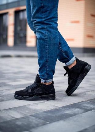 Мужские кроссовки nike air jordan 4 retro black cat 40-41-42-43-44-455 фото