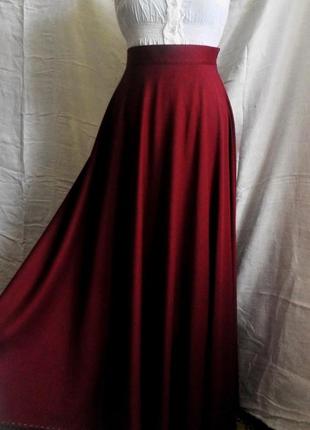 Юбка в пол  бордовая. юбка макси длинная