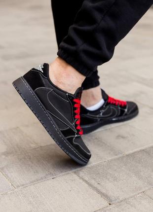 Мужские кроссовки travis scott x air jordan 1 low og sp black phantom 41-42-43-44-455 фото