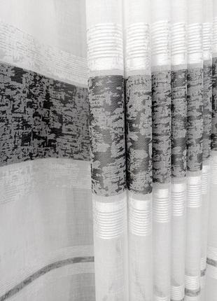 Тюль лен с серыми полосками мрамор ❗7 фото