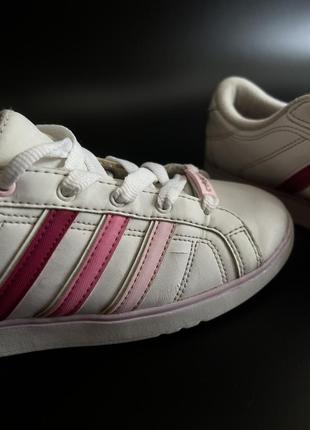 Adidas белые кожаные кроссовки 37,5 (23,5 см) на плоской подошве базовые с розовым10 фото