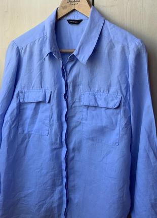 Базовая льняная рубашка в красивом голубом оттенке от премиум линейки autograph5 фото