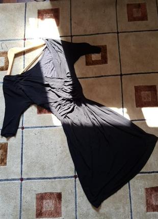 Черное платье миди с открытой спиной 100% вискоза