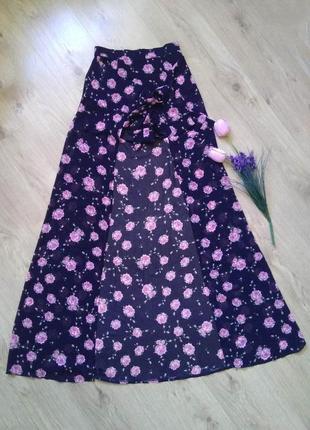 Прозрачная макси юбка с шортами missguided/длина летняя черная шифоновая юбка-шортики в принт4 фото