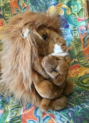 Мягкая игрушка лев с детенышем