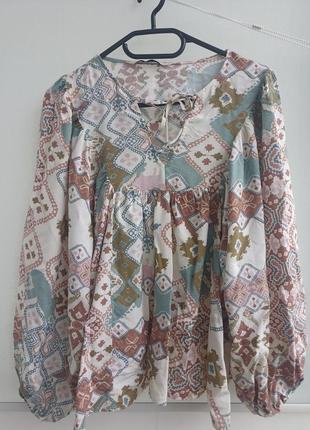 Блуза з об'ємними рукавами в стилі бохо tu2 фото