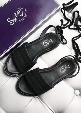 Seychelles оригинал черные замшевые сандалии на завязках6 фото