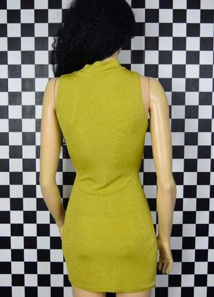 Сукня лаймова плаття з вирізом стяжкою на грудях3 фото