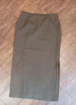 Классная льняная юбка с разрезами wittoria verani, размер 42.4 фото