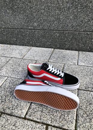 Чоловічі кеди vans old skool червоні/чорні сезон весна-осінь4 фото