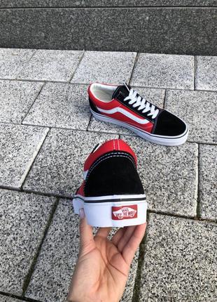 Чоловічі кеди vans old skool червоні/чорні сезон весна-осінь9 фото