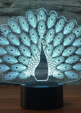 3d светильник, "павлин", подарки маме на день рождения, подарок любимой женщине,...