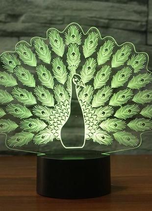 3d светильник, "павлин", подарки маме на день рождения, подарок любимой женщине,...