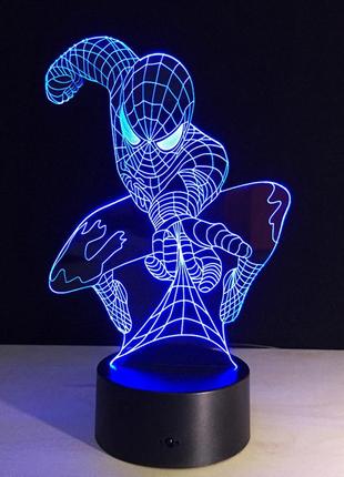 Світильник 3d людина павук, дизайнерські 3d-світильники, подарунок хлопчику, подарунок для дітей хлопчиків3 фото