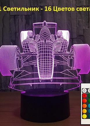 Ночник ребенку, ночник детский гоночный автомобиль, детский ночник с пультом управления, 16 цветов света