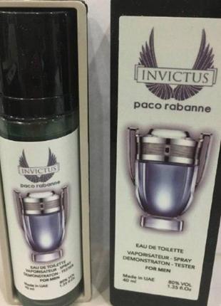 Мини-парфюм 40 мл paco rabanne invictus тестер мужской, пако синтез инквиктус