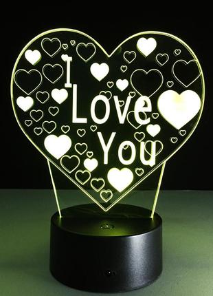 3d светильник "i love you" подарки на день рождения девушке, подарунки на день народження дівчині3 фото
