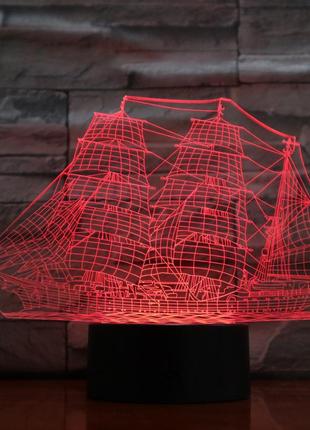 3d светильник, "парусник", подарки детям в школу на новый год, недорогие подарки детям на новый год3 фото