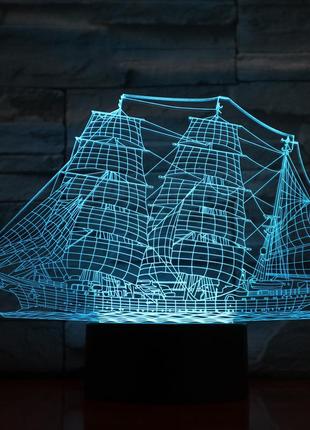 3d светильник, "парусник", подарки детям в школу на новый год, недорогие подарки детям на новый год2 фото