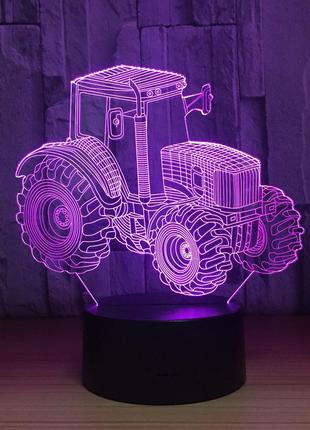 3d светильник, "трактор", подарунок для дівчинки на день народження, подарок для девочки на день рождения5 фото
