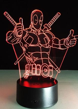 Світильник 3d "дедпул", дитячі світильники-нічники, світильник дитячий настільний6 фото