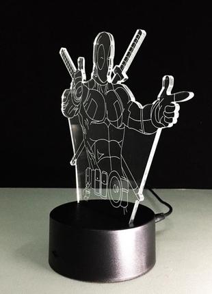 Світильник 3d "дедпул", дитячі світильники-нічники, світильник дитячий настільний9 фото