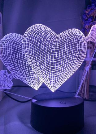 Подарки ко дню святого валентина женщине 3d светильник стрела амура оригинальный...