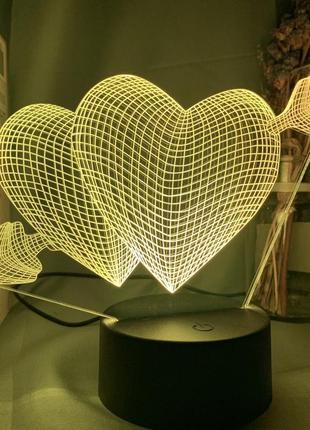 Мініподарунки на 8 березня 3d світильник стріла амура, подарунки 8 березня,...