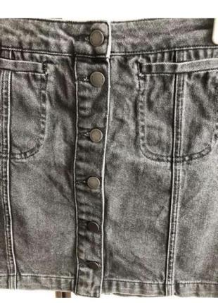 Юбка мини джинсовая на пуговицах3 фото