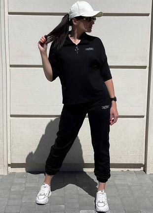 Женский спортивный костюм легкий летний на лето базовый черный белый бежевый серый графит батал с капюшоном джогеры худи