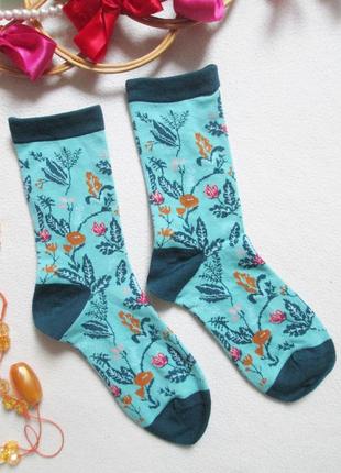 Суперовые хлопковые носки в цветочный принт thought 💖💜💖1 фото