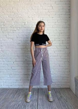 Легкие летние штаны кюлоты 128,134,140,152см хлопок лен