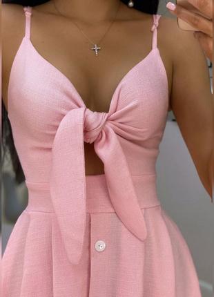 Женское летнее платье розовое4 фото